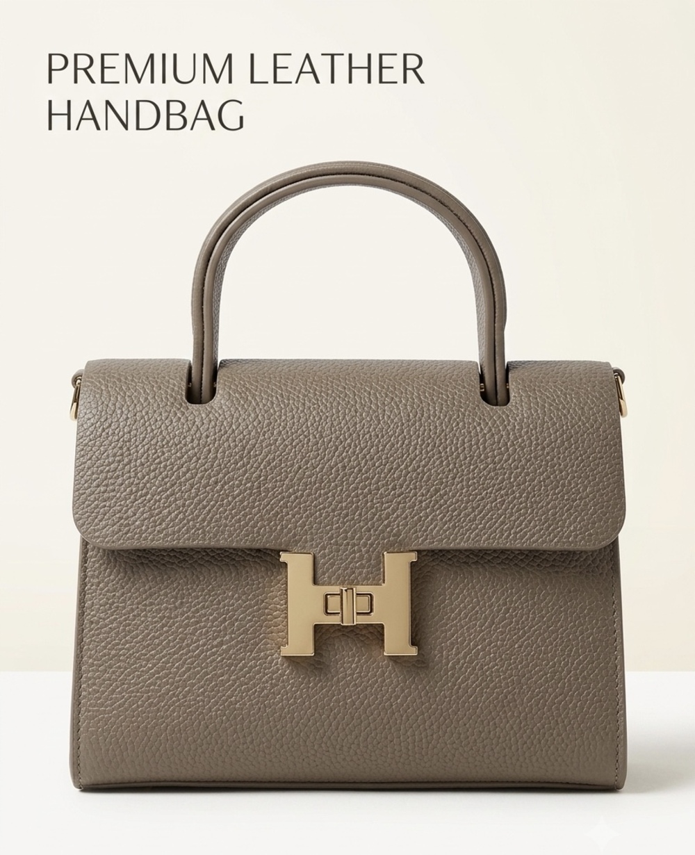 NWOT Pebbled Leather Top Handle Bag/Crossbody/Shoulder Bag Taupe/Muted Brown